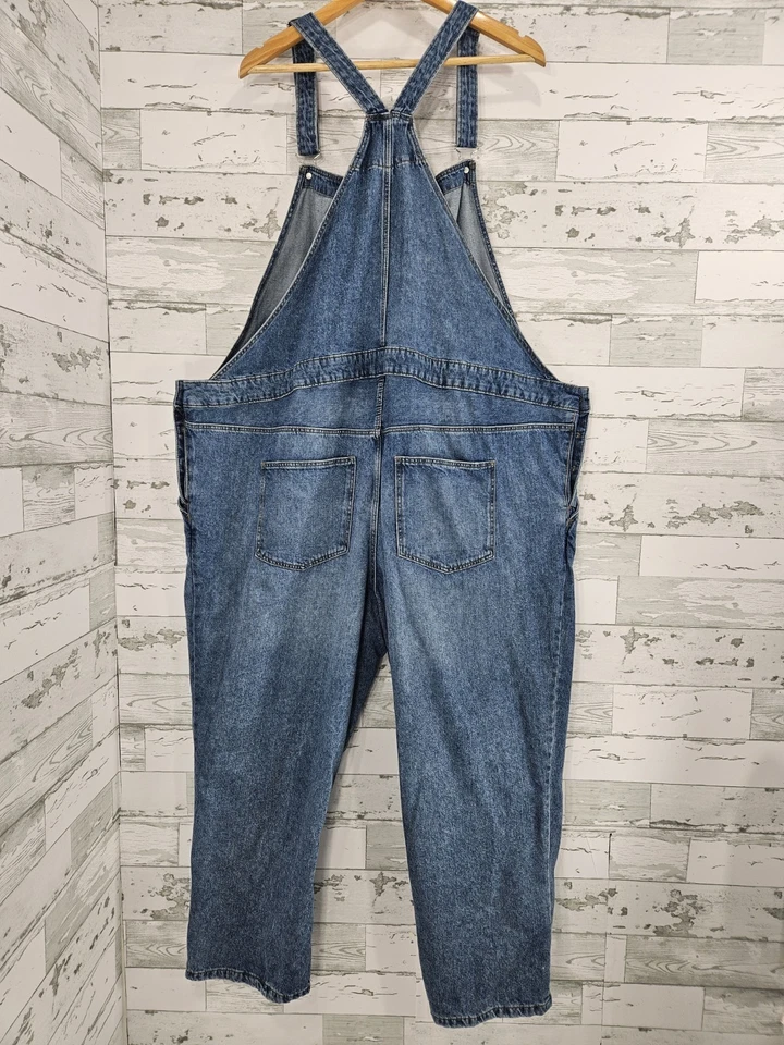 Mono de mezclilla H&M Plus 100 % algodón pierna recta babero bolsillo para mujer 3x grande Foto 4 de 4