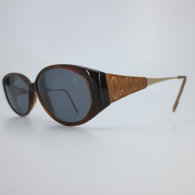 Escada VES 021 Sunglasses Brown Gold Oval Geometric Made in Italy 52-14-140