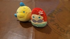 Squishmallows x Disney The Little Mermaid Ariel Flounder Lot of 2 6.5" CLEAN