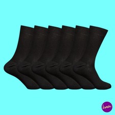ZRWASKA  Men's Diabetic Socks, Loose Top Cotton Blend, 6-Pack Black, UK 6  11