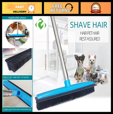 Telescopic Rubber Broom for Pet Hair & Lint Removal - Magic Clean Sweeper & Sque