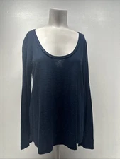 James Perse Long Sleeve Tee T-Shirt Top Scoop Neck Cotton Modal Navy Blue Medium