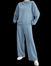 women's blue sweat suit 2 piece set