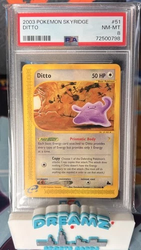 Ditto 51/144 Skyridge Non-holo Graded PSA 8 Pop 38