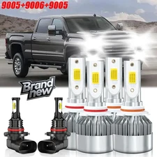 For GMC Sierra 3500 2003-2006 LED Headlight High Low Beam Fog Light Bulbs Kit