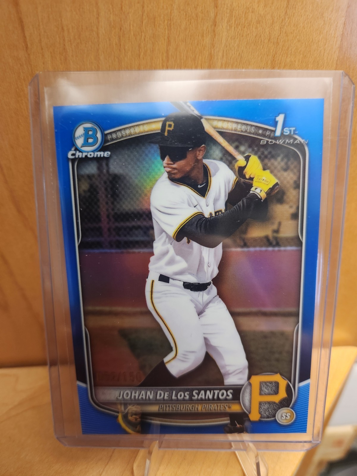 2025 Bowman Chrome Johan De Los Santos 1st True Blue Refractor /150 Pirates