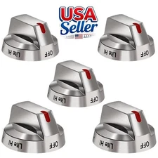 5 Pcs DG64-00473A Top Burner Control Knob Replacement for Samsung Gas Range Oven