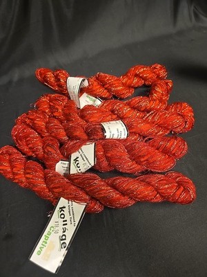 NEW 5 hanks Kollage Captive Silk Mohair 42g/100yd Red 3 Fibers Combined