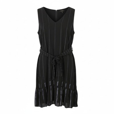 THE WARDROBE Lost Ink Women Dress EU50 Black Shiny Beads Belted Sleeveless Mini