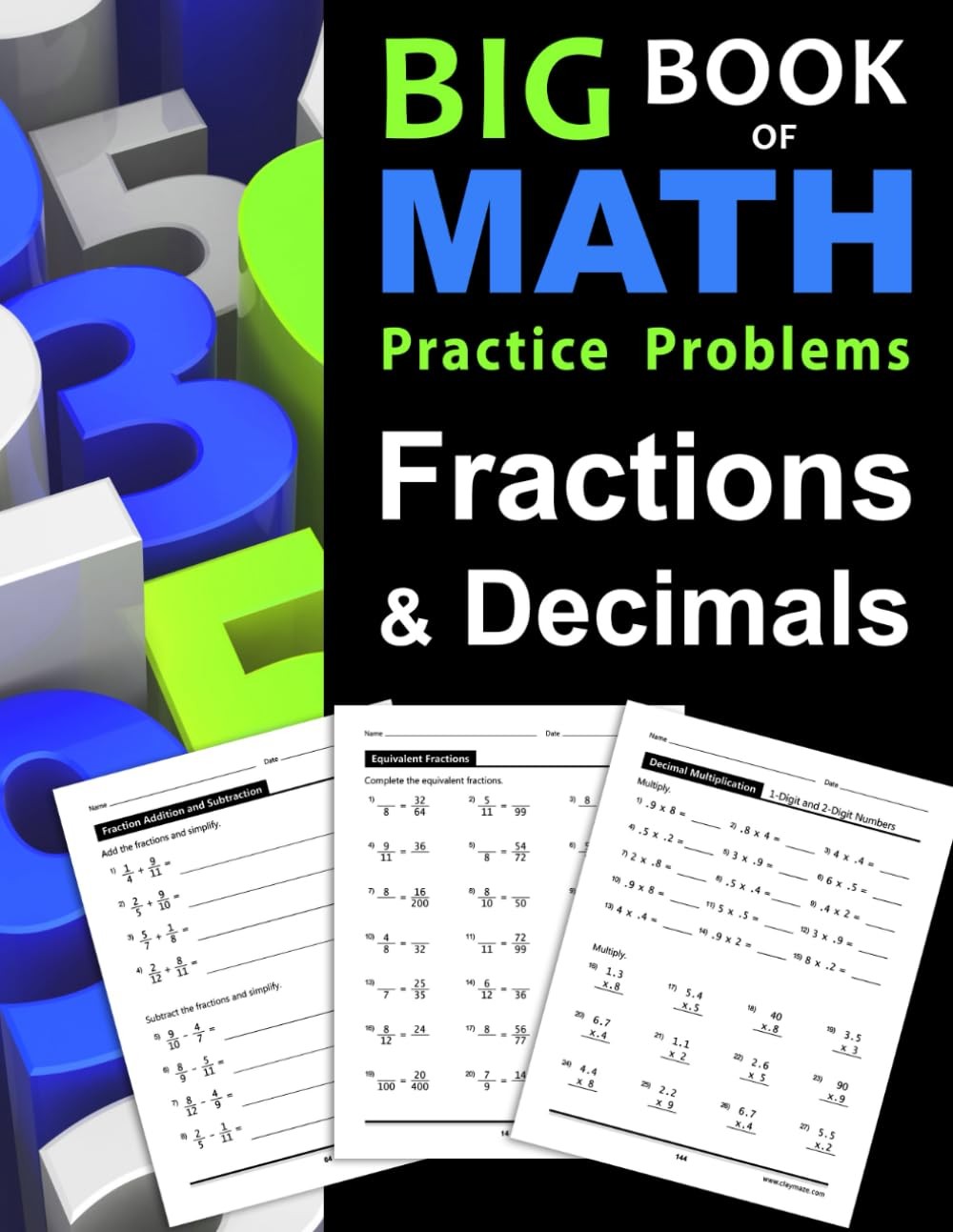 Big Book of Math Practice Problems Fractions and Decimals: Practice Workbook on - Image 3