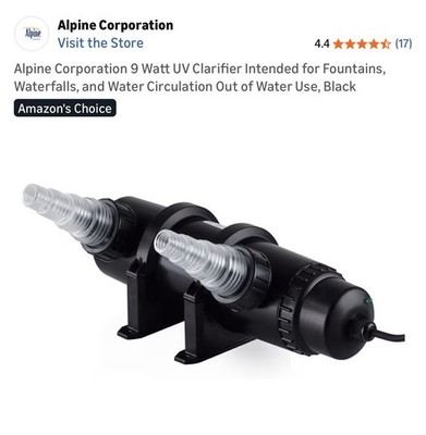 Alpine Ultra Violet Clarifier Intended 4'' T for Out of Water Use 9W Black