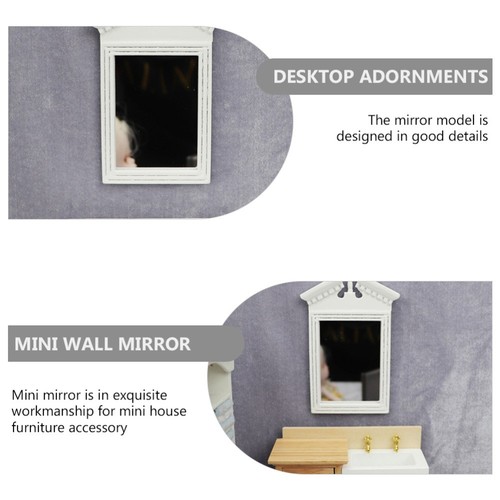 Mini White Mirror Model Micro Scene Miniature for Dollhouse Supplies - Picture 10 of 12