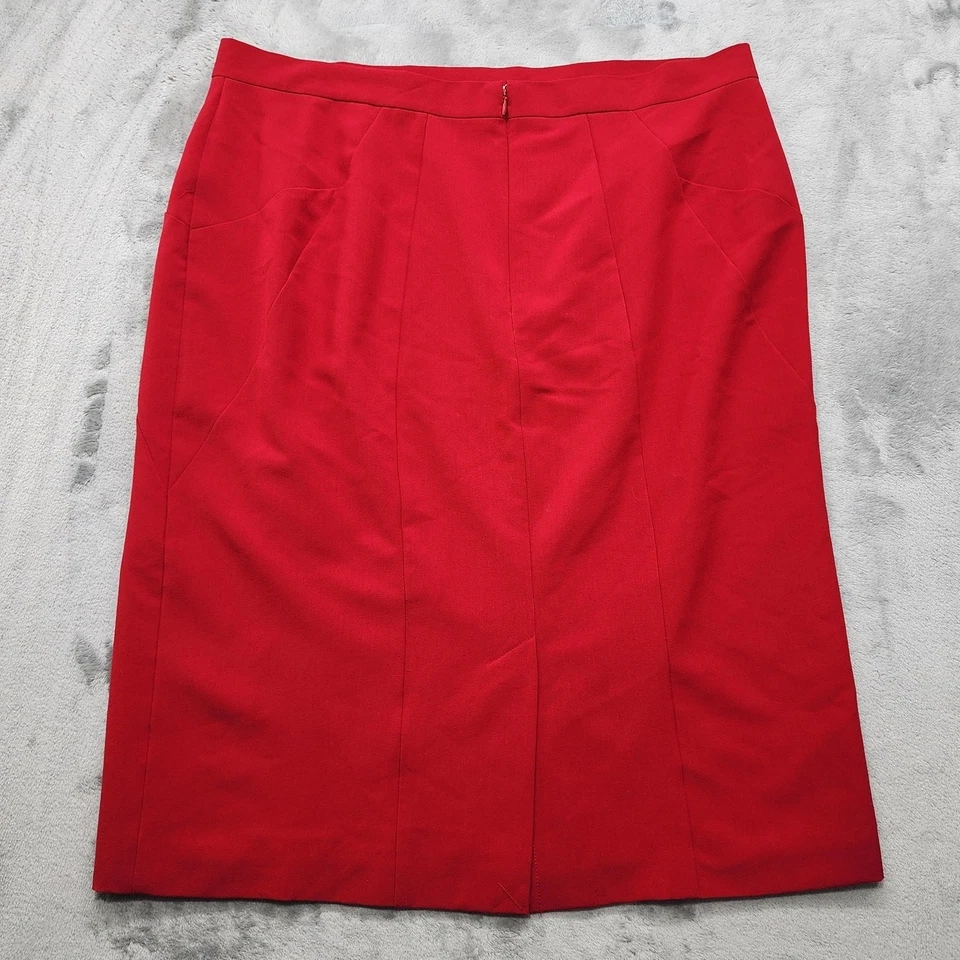 Falda Worthington Mujer 18W Roja Lápiz Forrada Trasera Cremallera Elastizada Oficina Pinup Foto 2 de 4