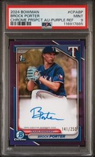 Brock Porter 2024 Bowman Chrome Purple Rookie Autograph #/250 PSA 9 - Rangers