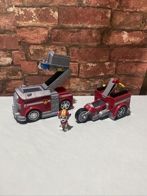 Paw Patrol Transforming Transformer Feuerwehrauto Spielset 2 in 1 Motorrad Trike