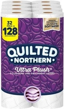 Quilted Northern Ultra Plush Toilet Paper, 32 Mega Rolls = 128 Regular Rolls, 3-
