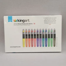 Kingart Studio Artist Mixed Media Gel Sticks Metallic Colors Art Set 12 ct