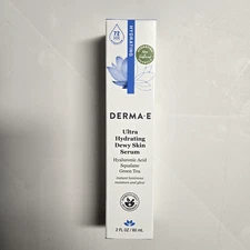Derma E Ultra Hydrating Dewy Skin Serum, Hyaluronic Acid Squalane Green Tea 2 oz