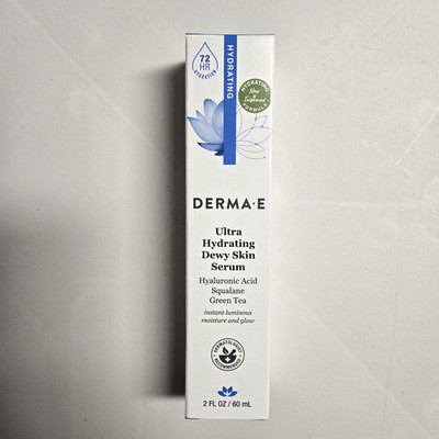 Derma E Ultra Hydrating Dewy Skin Serum, Hyaluronic Acid Squalane Green Tea 2 oz