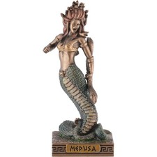 Miniatur bronzierte Medusa, eine Gorgone in der griechischen Mythologie mit Schl