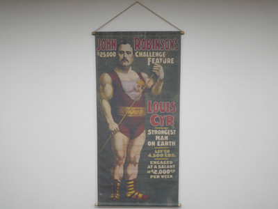 Großer Vintage rustikaler Stil starker Mann Zirkus Show hängende Leinwand Wandkunstdruck