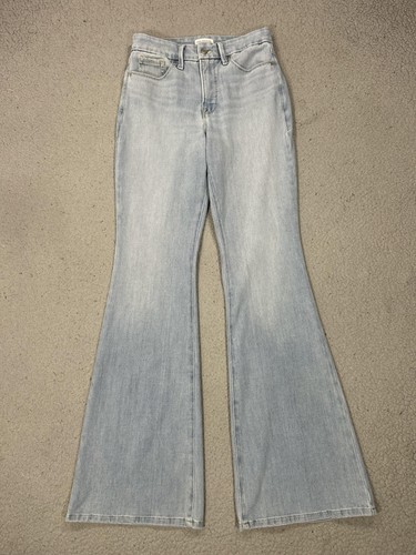 Good American Good Legs Slim Flare Jeans Womens 28 Light Wash Mid Rise Denim