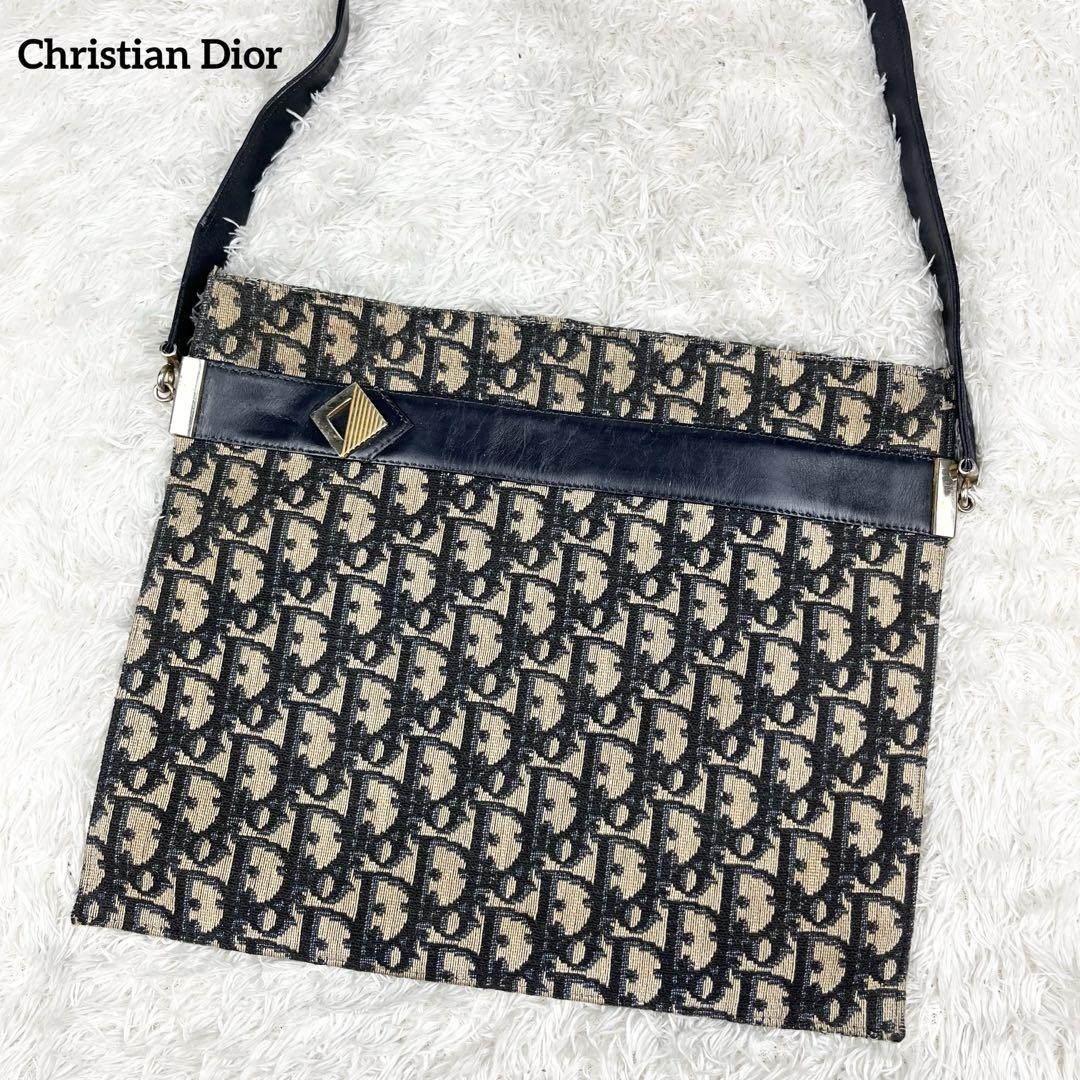 Christian Dior Trotter Navy Monogram Shoulder Bag with Metal Hardware RIN Japan