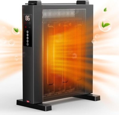 Ecotronic 1500W Quiet Mica Panel Heater with Adjustable Thermostat, 12H Timer, R