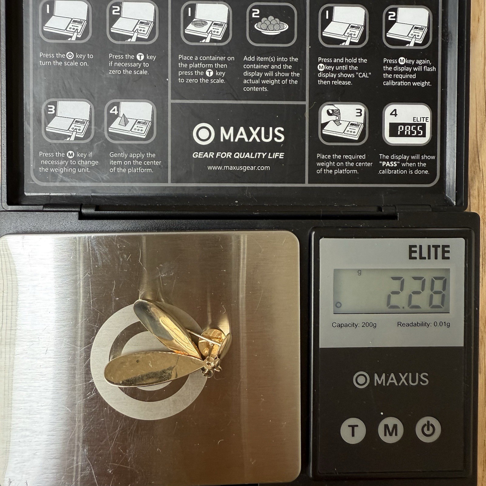 Solid 14k Yellow Gold Teardrop Dangle Drop Post E… - image 6