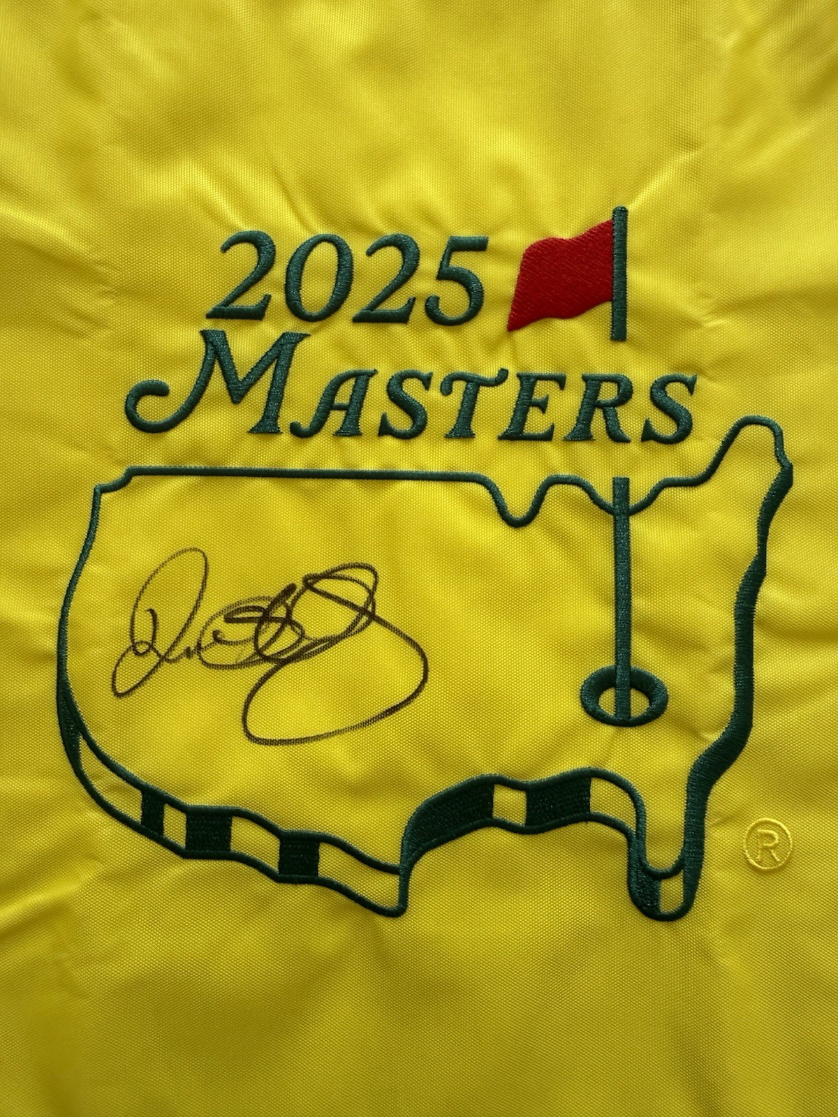 Rory Mcilroy Signed Autographed 2025 Masters Flag Grand Slam PSA DNA COA view 2