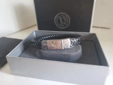 Things Remembered BLANK ID Bracelet –Braided Leather & Stainless Steel NEW w/box