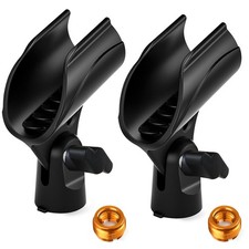 2 Pcs Universal Microphone Clip, Adjustable Mic Clip Holder for 2 Pack, Black