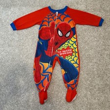 Kids Marvel Spider-Man Fleece Footed Pajamas Sleepwear Size 24 Months Red Blue 