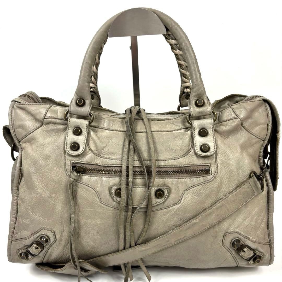 ショルダーバッグ BALENCIAGA The City 115748 Bag Beige BALENCIAGA The City 115748 Beige Leather Shoulder Handbag 2Way