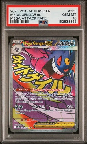 2026 POKEMON ASCENDED HEROES MEGA ATTACK RARE #269 MEGA GENGAR EX PSA 10