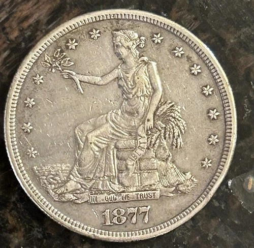 1877-S Trade Dollar $1 Nice Detail, Strong Rim&Edge Authentic Silver No Reserve