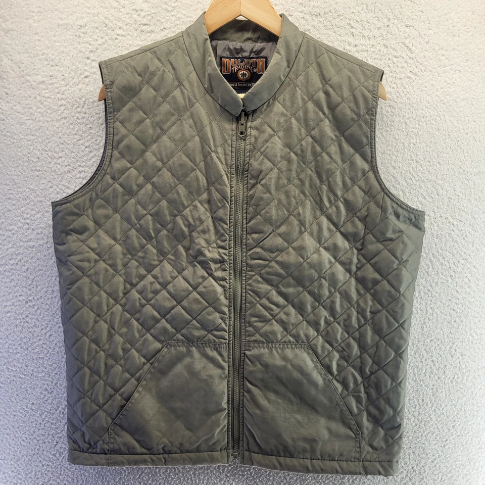 Vintage Duluth Trading Men Vest Large Tall Green Full Zip Pockets Fleece Outdoor - Image 2 of 4