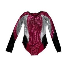 Balera Kids Long Sleeve Colorblock Metallic Leotard Size MC Gymnastics Dance