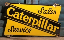 VINTAGE CATERPILLAR TRACTORS 12” PORCELAIN SALES SERVICE GAS OIL SIGN