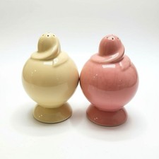 MCM LuRay Pastels Salt  Pepper Shakers Pink Swirl Persian Cream Yellow USA