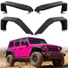 Front&Rear Fender Flares Mud Guards For 2018-2025 Jeep Wrangler JL JLU w/Lights