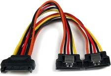 SATA Power Y Splitter Cable - 6 Inch Male to Female Dual Outlet Connector