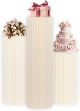 Foldable Cylinder Pedestal Stands, 3pcs, White, for Wedding & Party Decor 🏛️