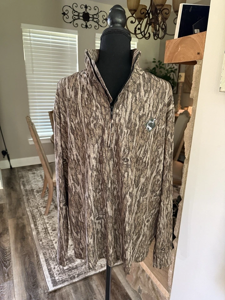 Ol' Tom Hombre Mossy Oak Bottomland 1/4 Cremallera Manga Larga Grande Foto 3 de 4