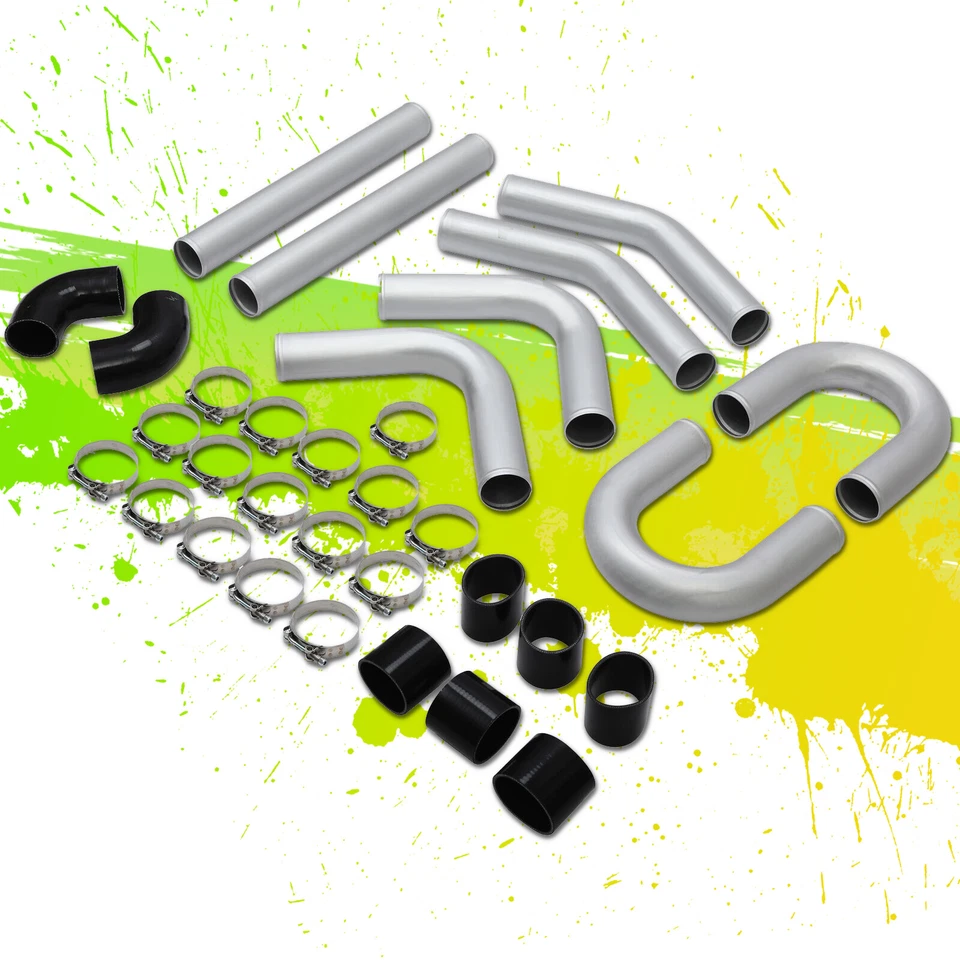 Universal Turbo 3 pulgadas aluminio intercooler U-Piping kit negro kit de actualización Foto 2 de 4