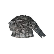 Marc New York Andrew Marc Jacket Leather Motorcycle Black Ribbed Women's XL NWT