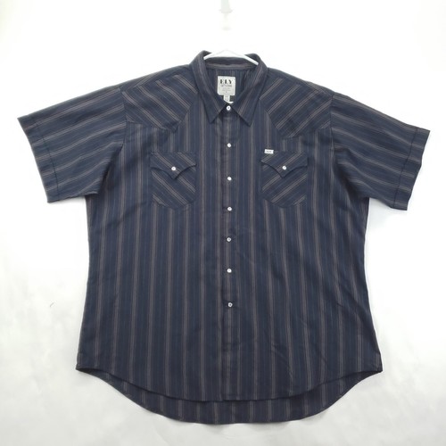 Chemise Western Ely Cattleman Homme 2XL Noire – Broderies Perles, Snap, Look Cowboy Rodéo