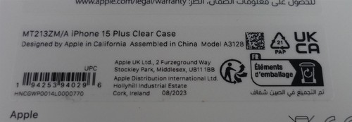 Véritable / Officiel Apple IPHONE 15 Plus Transparent Étui/Housse - Neuf - Photo 4 sur 8