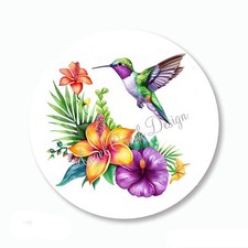 TROPICAL FLOWERS HUMMINGBIRD PARTY FAVORS SCRAPBOOK STICKERS ENVELOPE SEALS