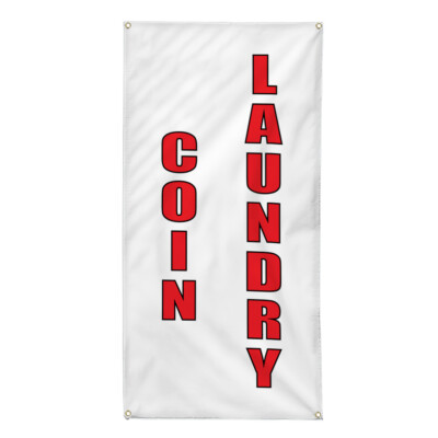 Vertical Vinyl Banner Multiple Sizes Coin Laundry Business Advertisement C